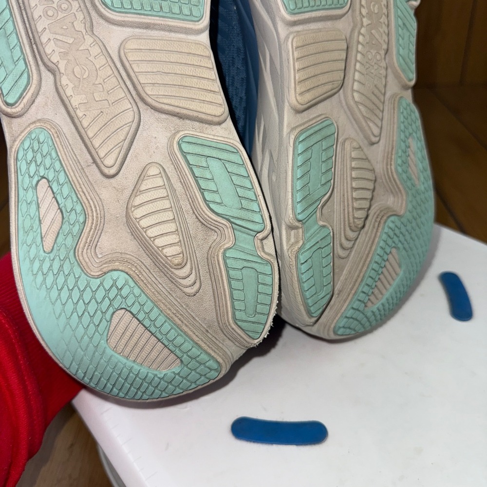 Hoka One One Bondi 7 Mens Running Shoes Blue Fog Ombre Red 1110518 RTOS Size 13 - Picture 10 of 16